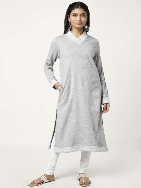 rangmanch by pantaloons grey a line kurta