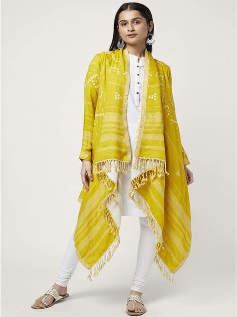 rangmanch by pantaloons mustard jacquard pattern cape