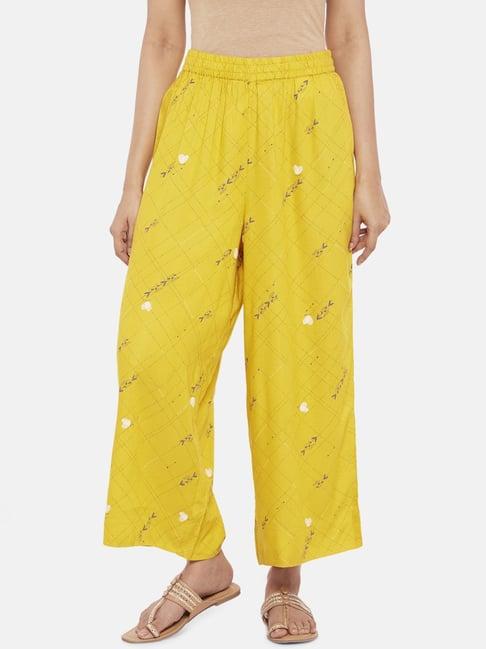 rangmanch by pantaloons mustard printed palazzos