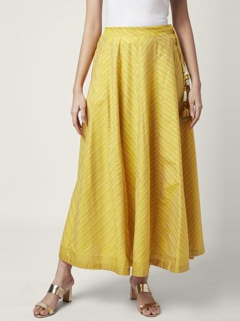 rangmanch by pantaloons mustard printed skirt