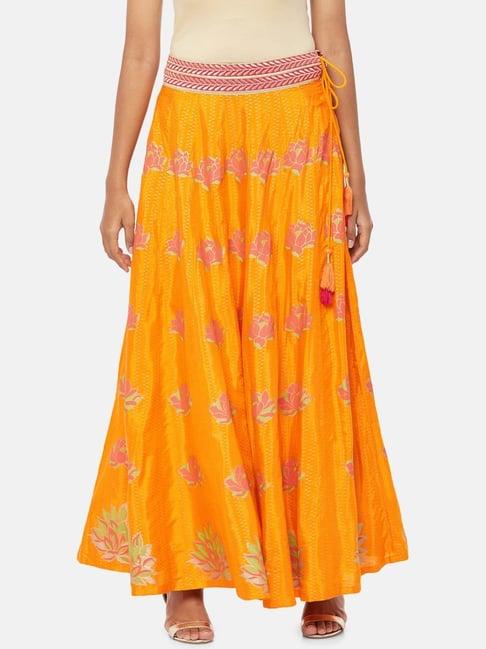 rangmanch by pantaloons orange printed skirt