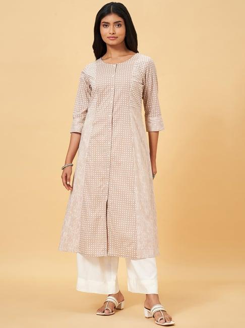 rangmanch by pantaloons pink printed a line kurta