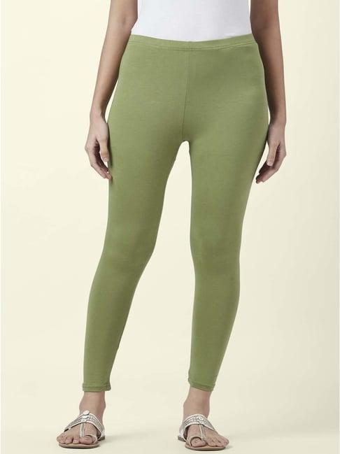 rangmanch by pantaloons sage green regular fit leggings