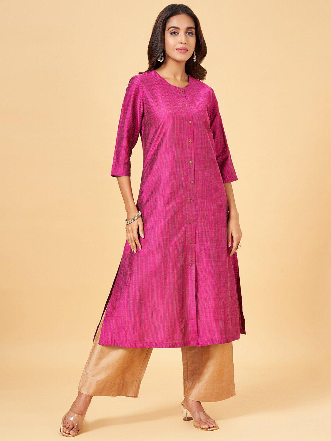 rangmanch by pantaloons striped straight kurta