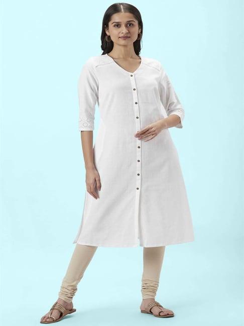 rangmanch by pantaloons white a line kurta