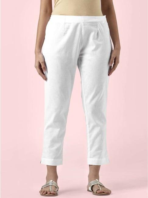 rangmanch by pantaloons white cotton regular fit pants