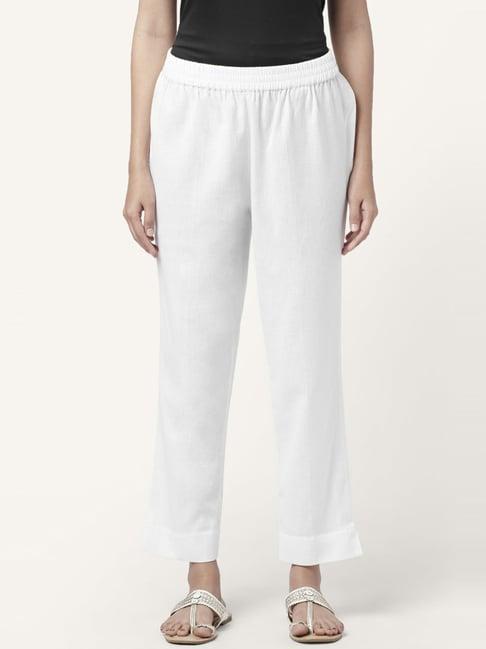 rangmanch by pantaloons white cotton regular fit pants
