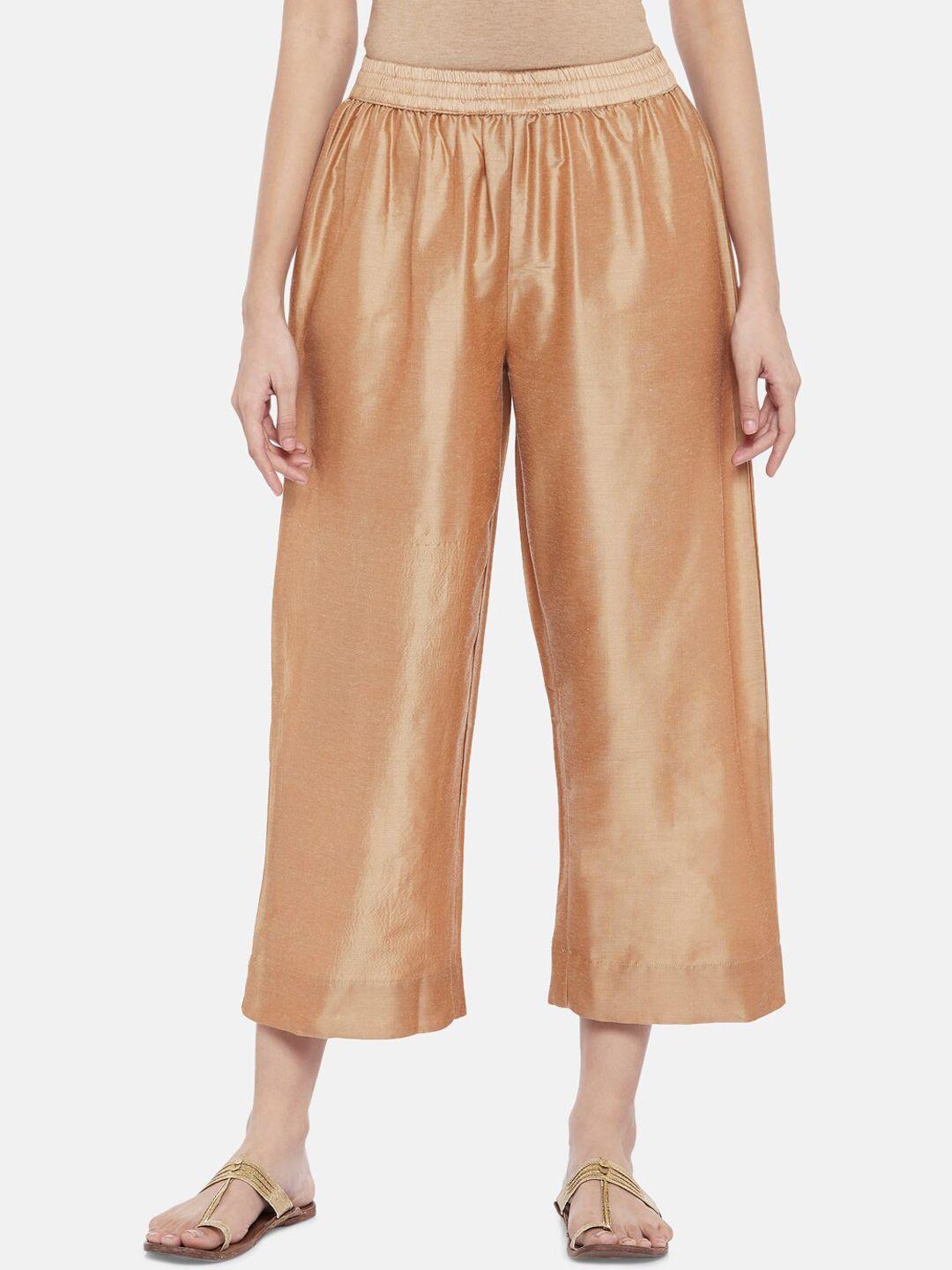 rangmanch by pantaloons woman gold-toned culottes trousers