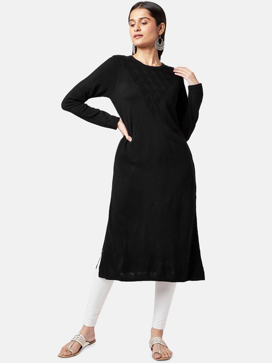 rangmanch by pantaloons women black acrylic kurta