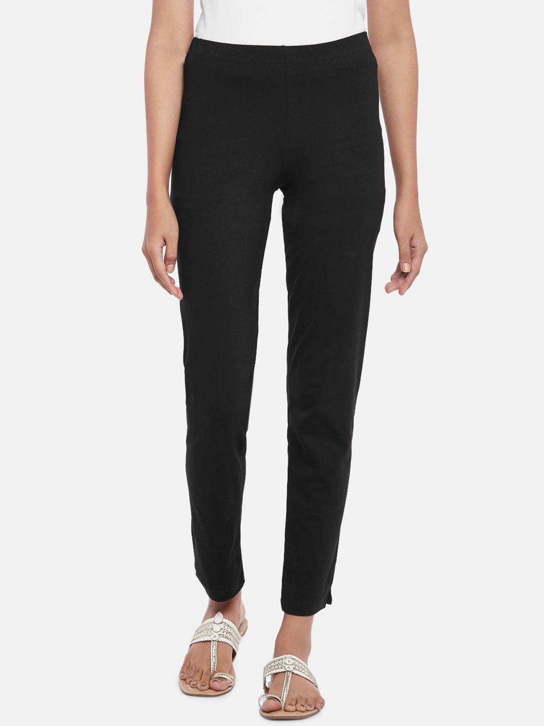 rangmanch by pantaloons women black solid regular leggings