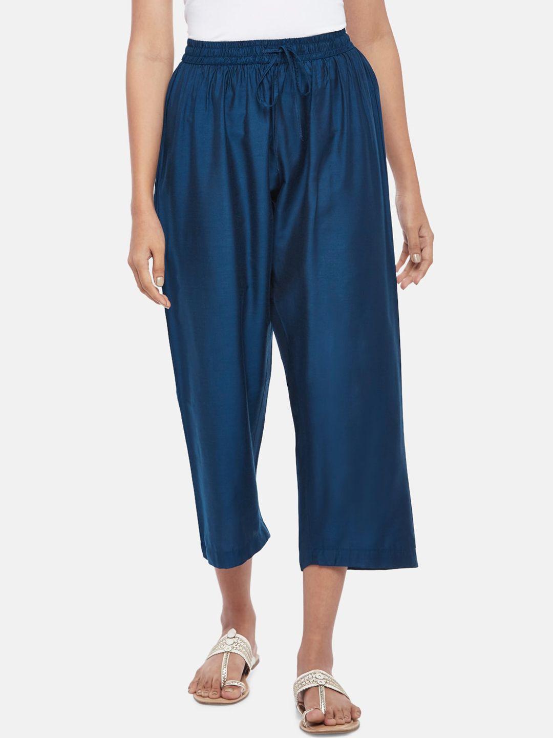 rangmanch by pantaloons women blue culottes trousers