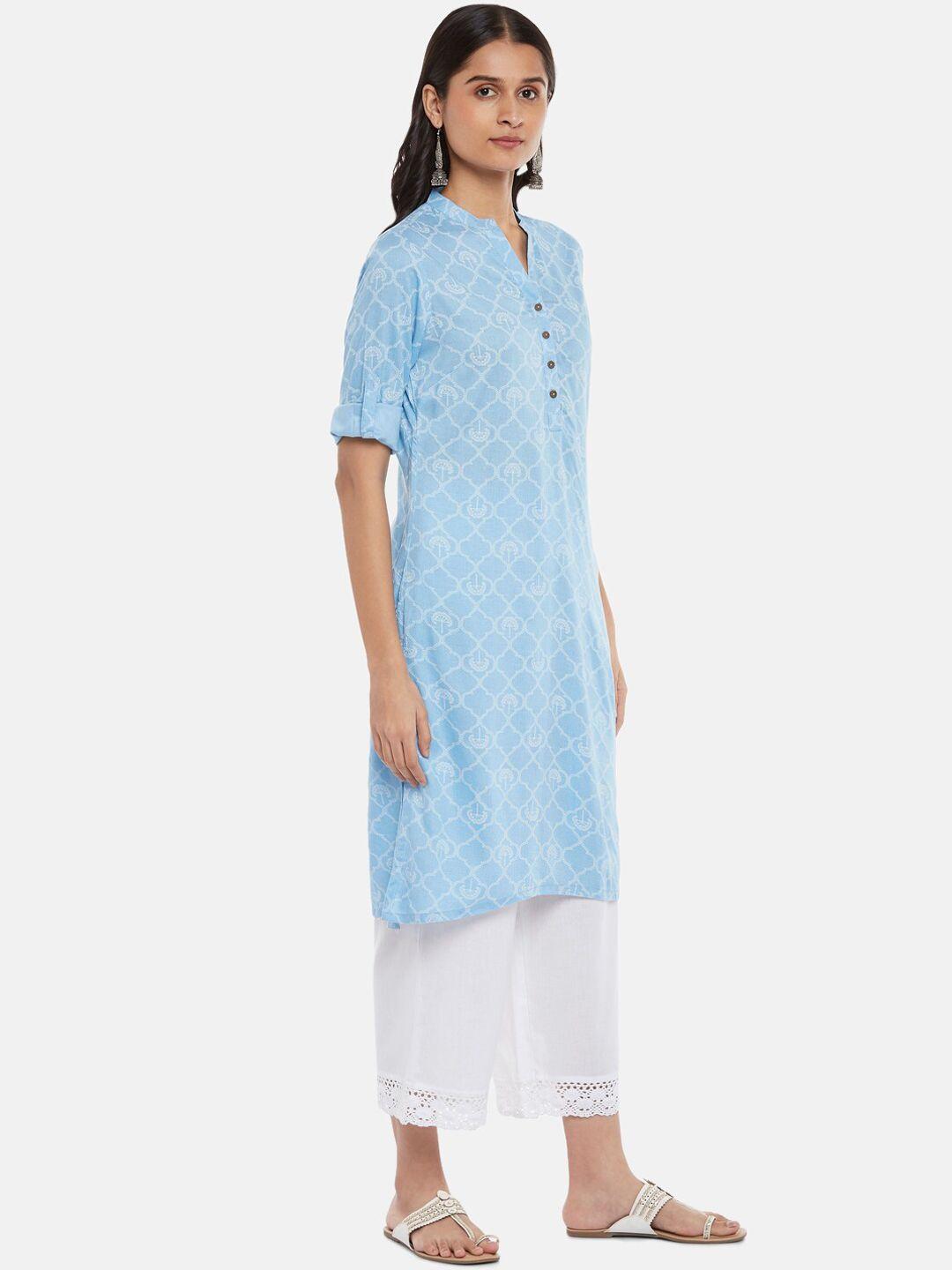 rangmanch by pantaloons women blue ethnic motifs printed kurta