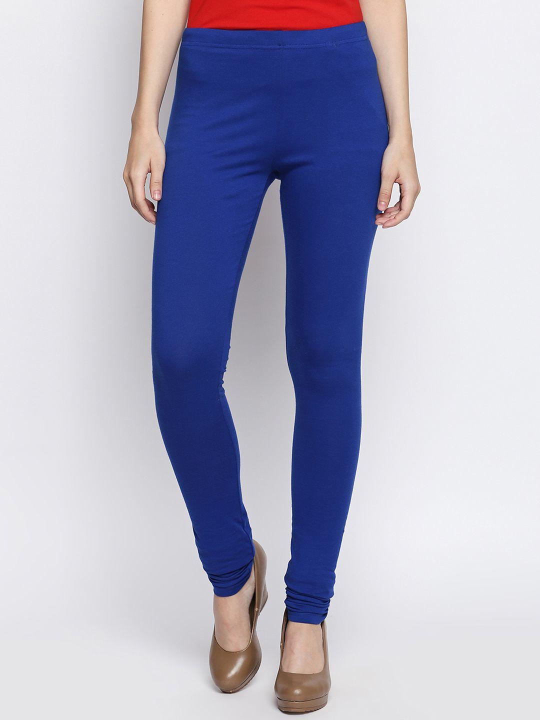 rangmanch by pantaloons women blue solid slim fit leggings