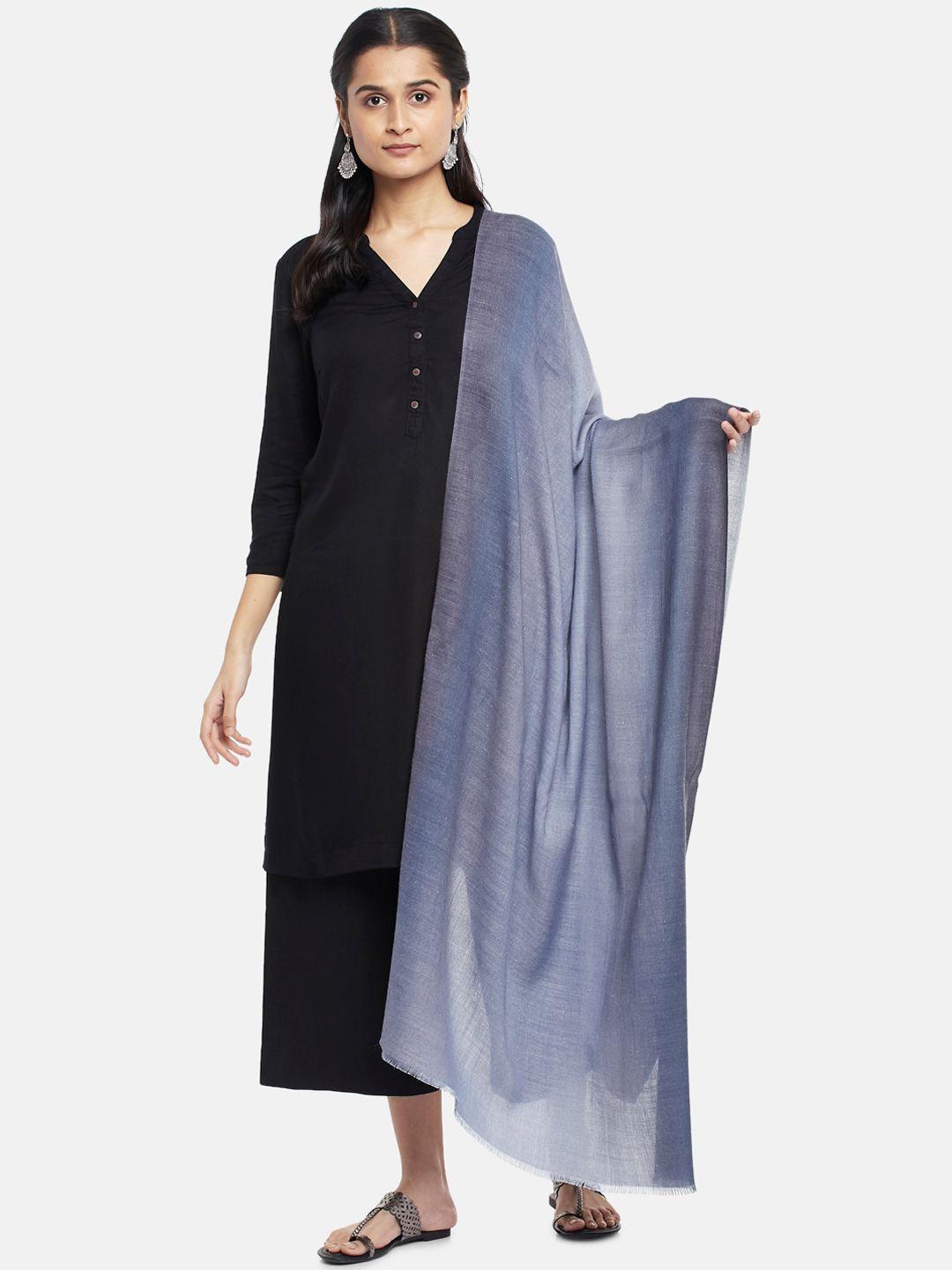 rangmanch by pantaloons women blue woven design shawl