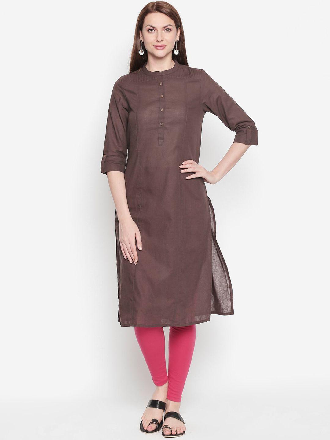 rangmanch by pantaloons women brown thread work kurta