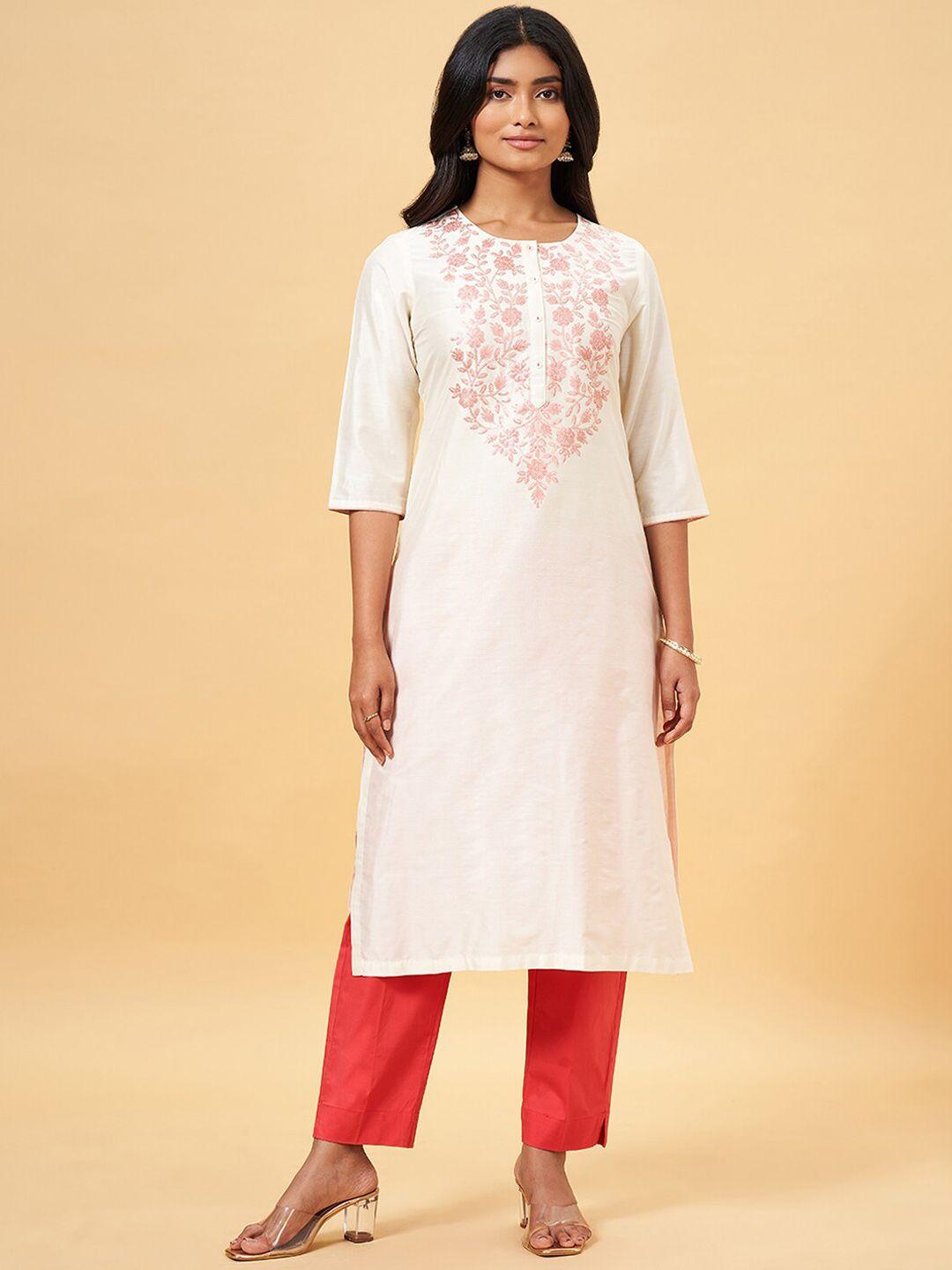 rangmanch by pantaloons women ethnic motifs embroidered flared sleeves mirror work kurta