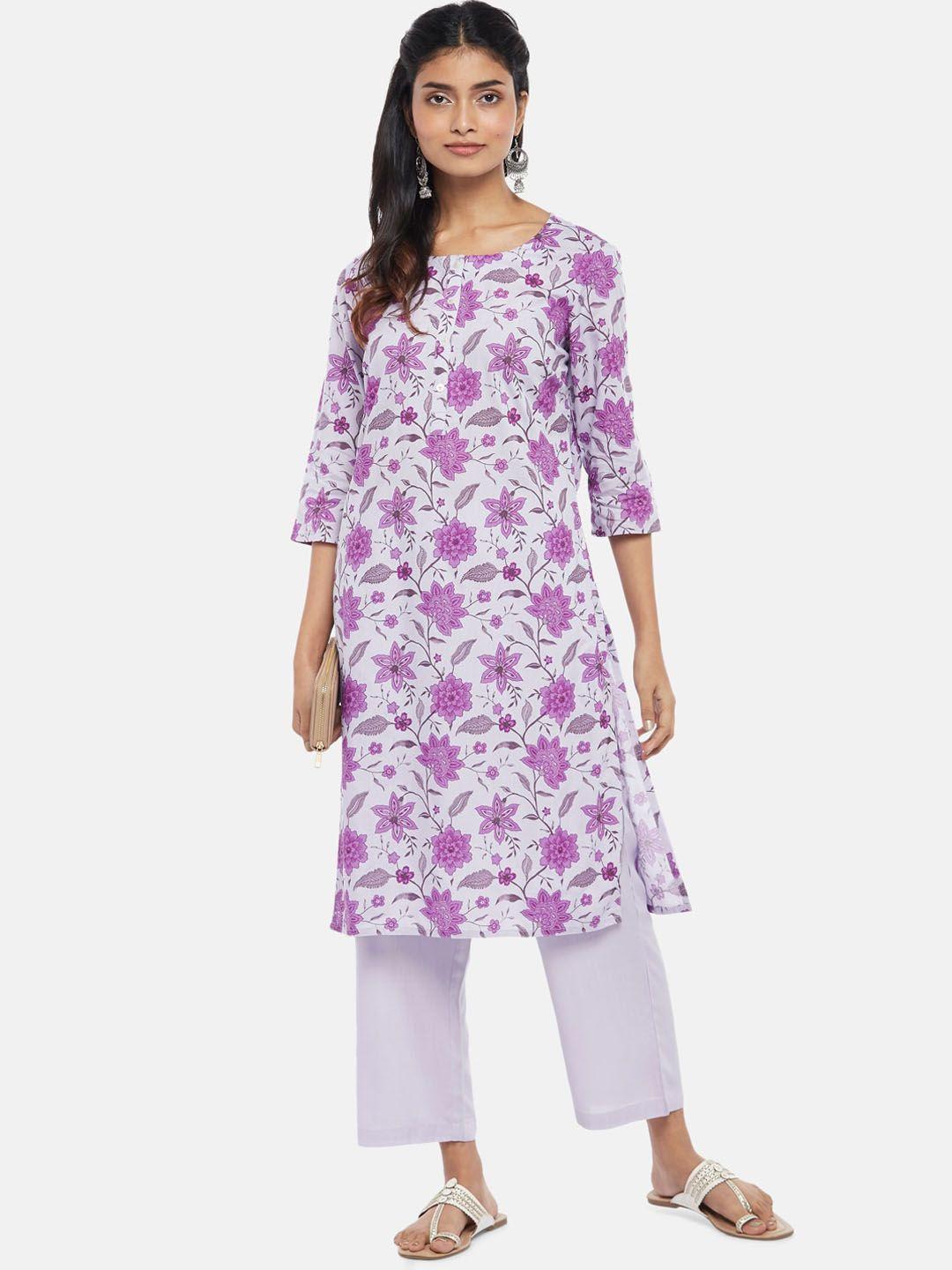rangmanch by pantaloons women floral printed kurta with pyjama set