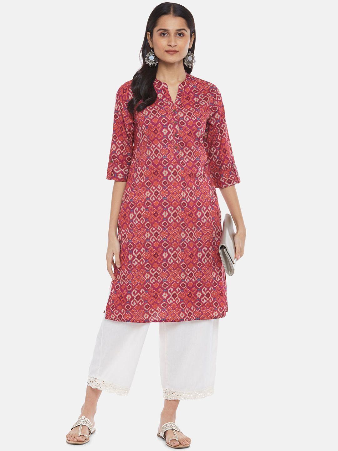 rangmanch by pantaloons women fuchsia ethnic motifs printed kurta