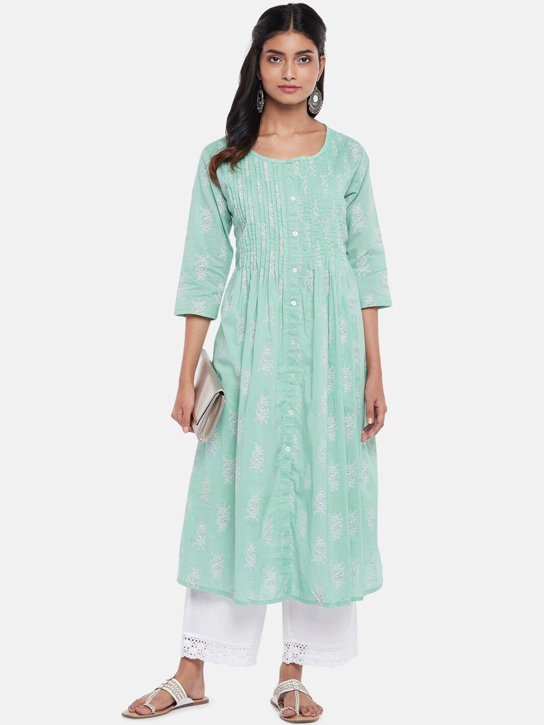 rangmanch by pantaloons women green floral printed kurta