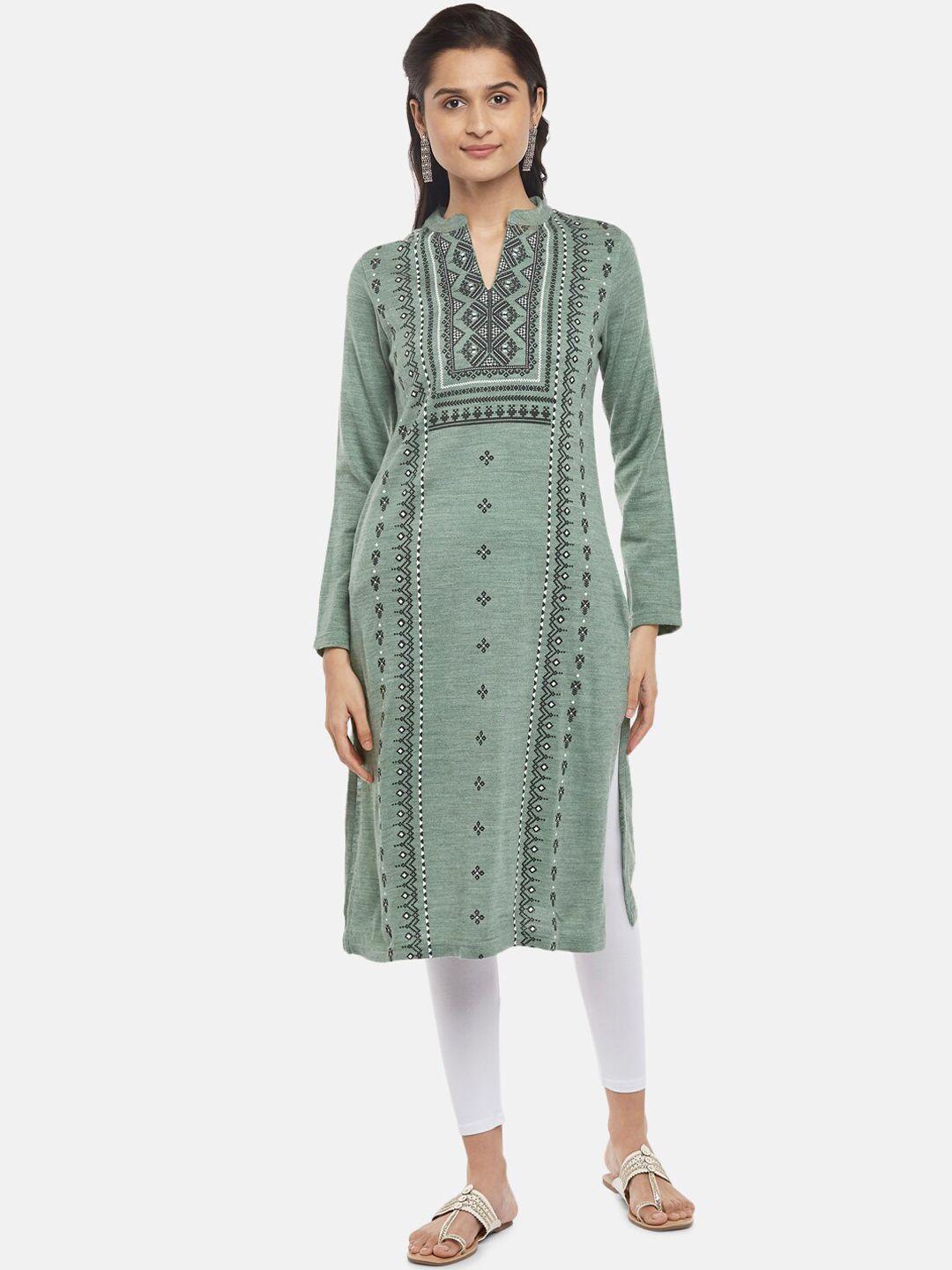 rangmanch by pantaloons women green printed kurta