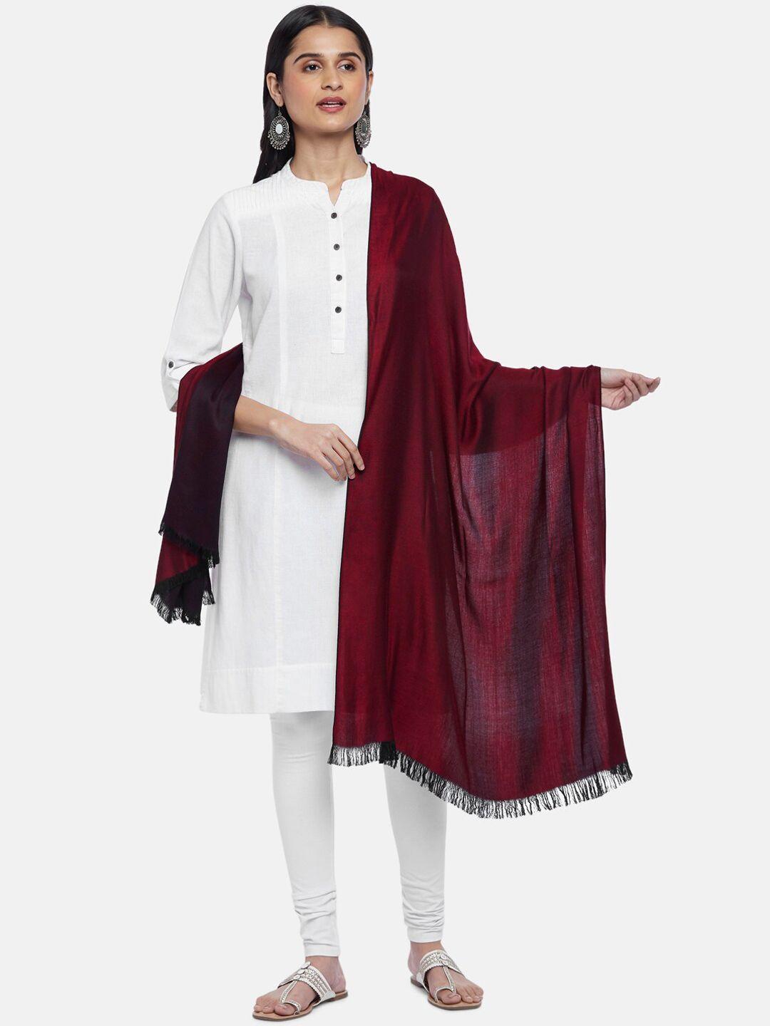 rangmanch by pantaloons women maroon solid pure acrylic shawl