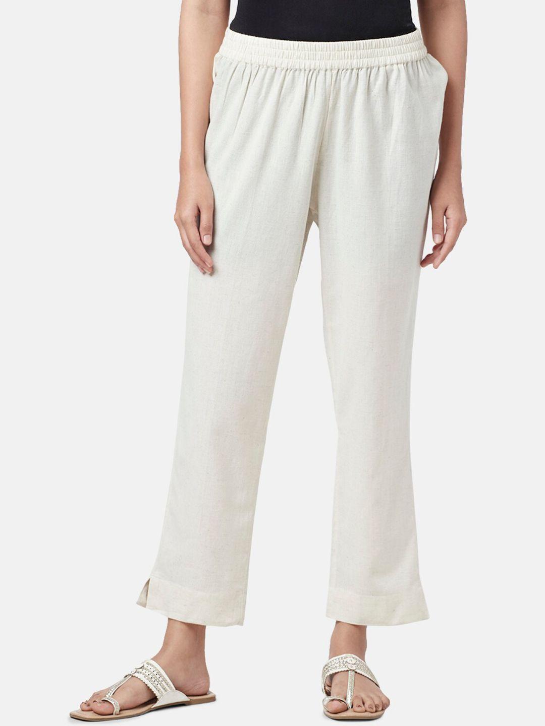 rangmanch by pantaloons women mid-rise cotton trousers