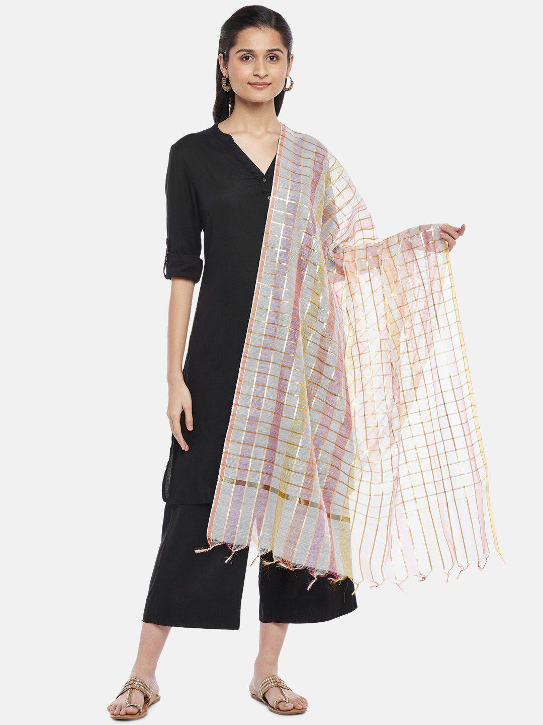 rangmanch by pantaloons women multicoloured checked dupatta