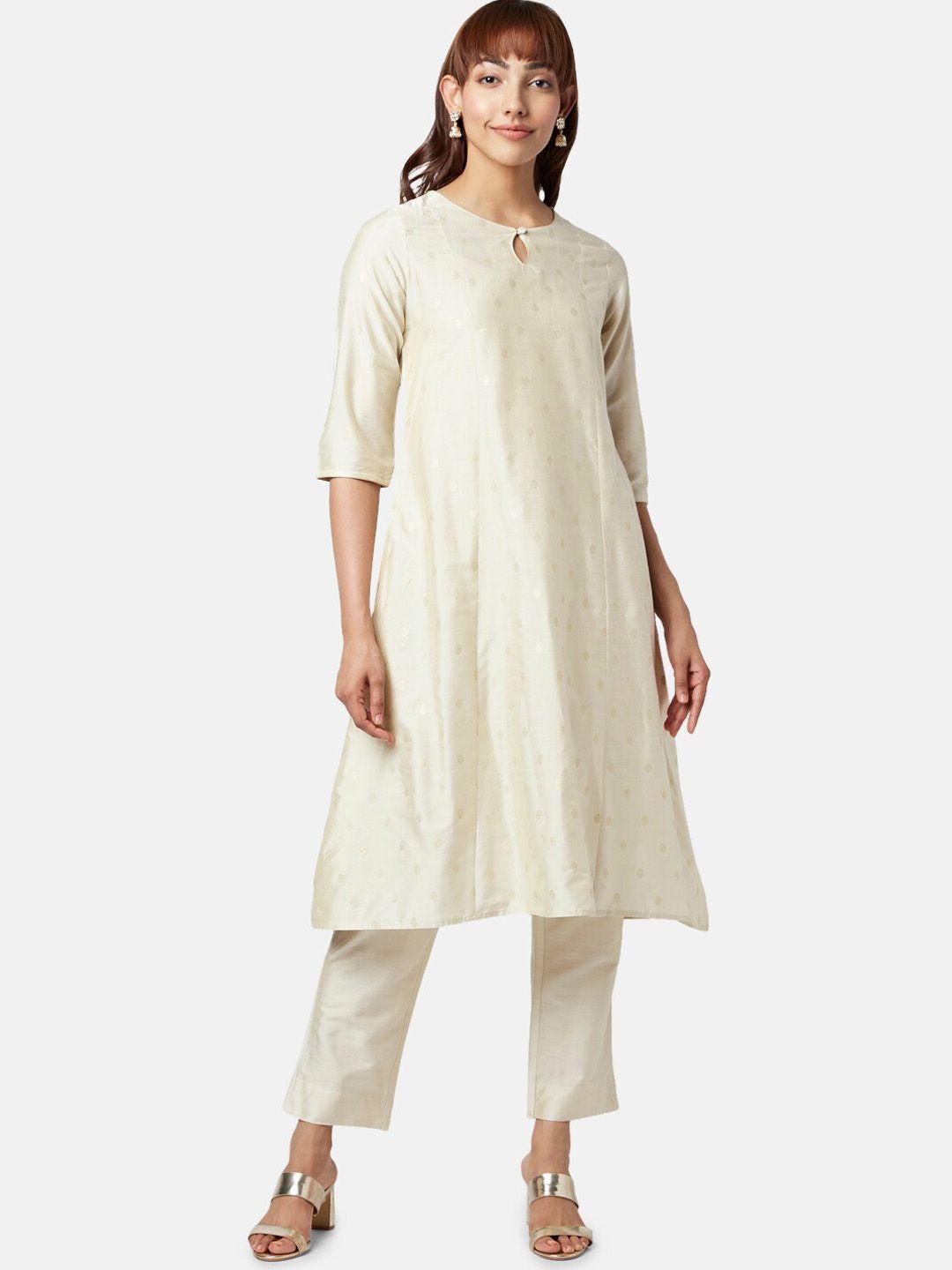 rangmanch by pantaloons women off white kurta with trousers & with dupatta