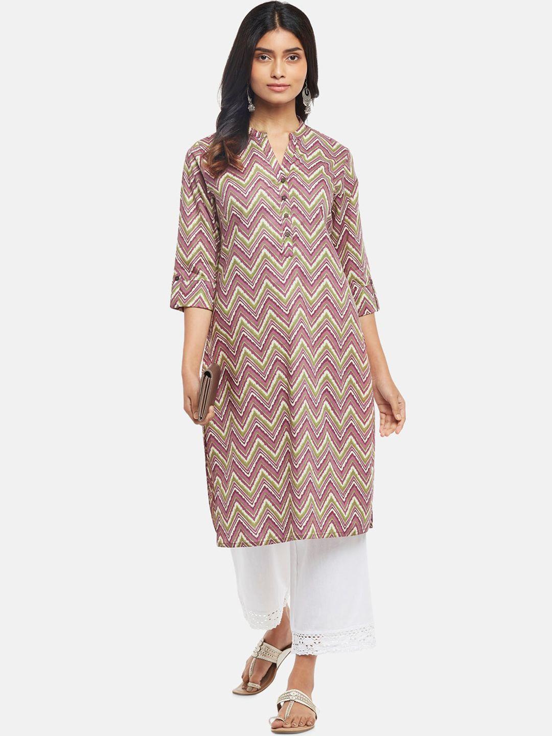 rangmanch by pantaloons women pink chevron printed kurta