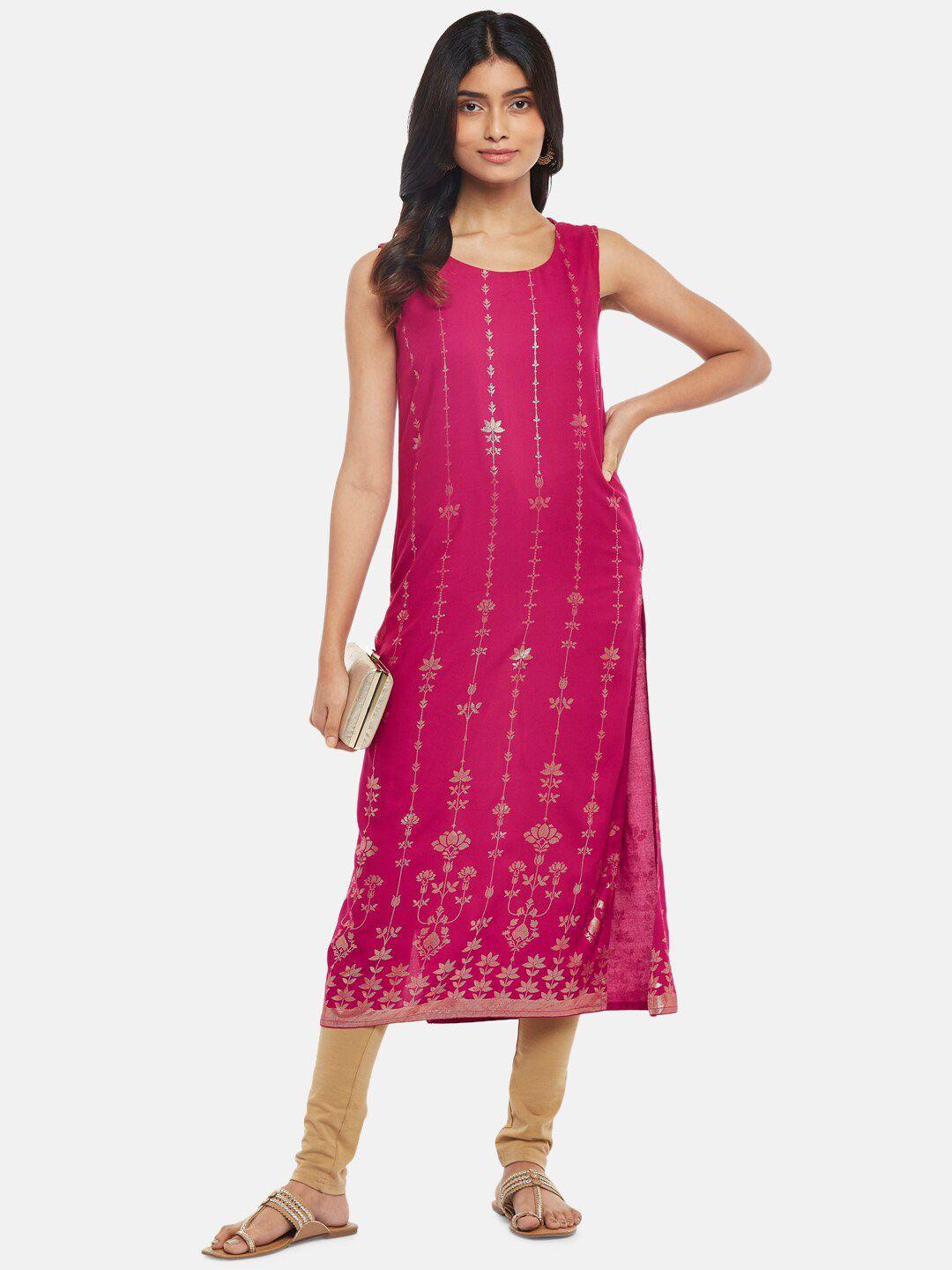 rangmanch by pantaloons women pink floral printed kurta