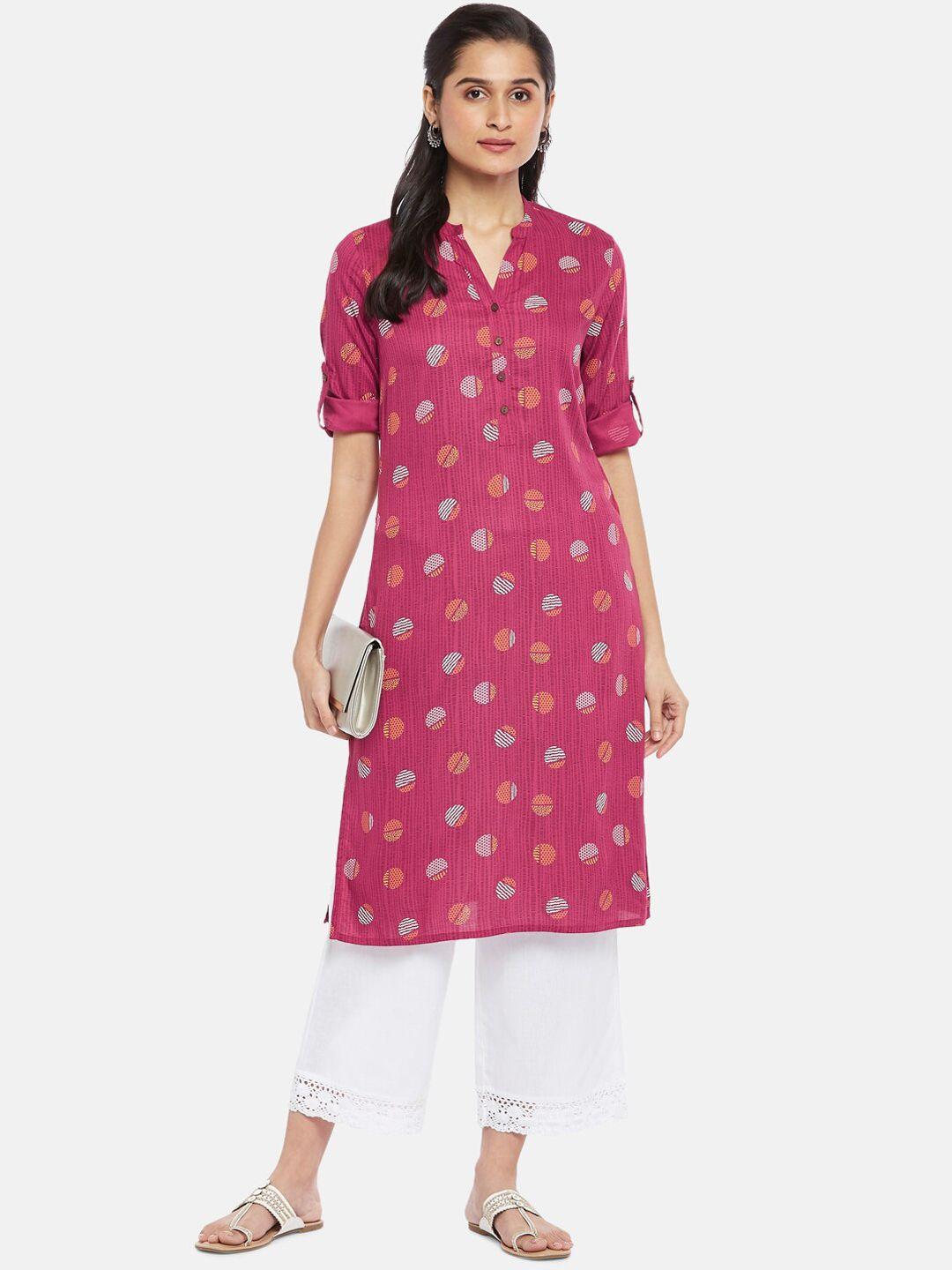 rangmanch by pantaloons women pink geometric printed kurta