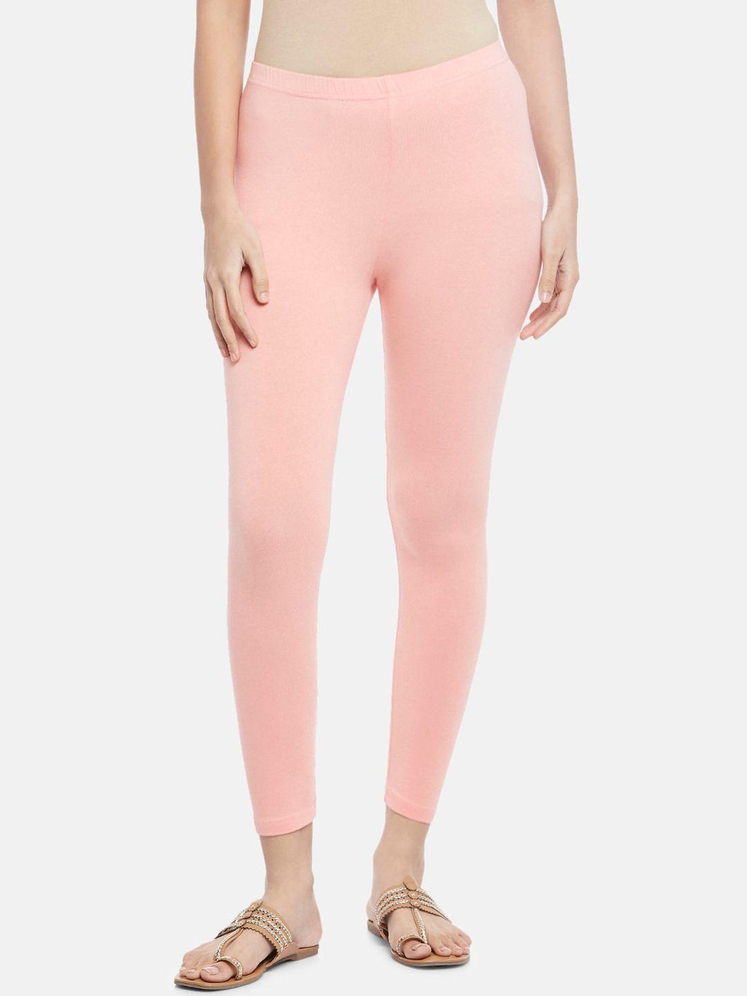 rangmanch by pantaloons women pink solid cotton ankle-length leggings
