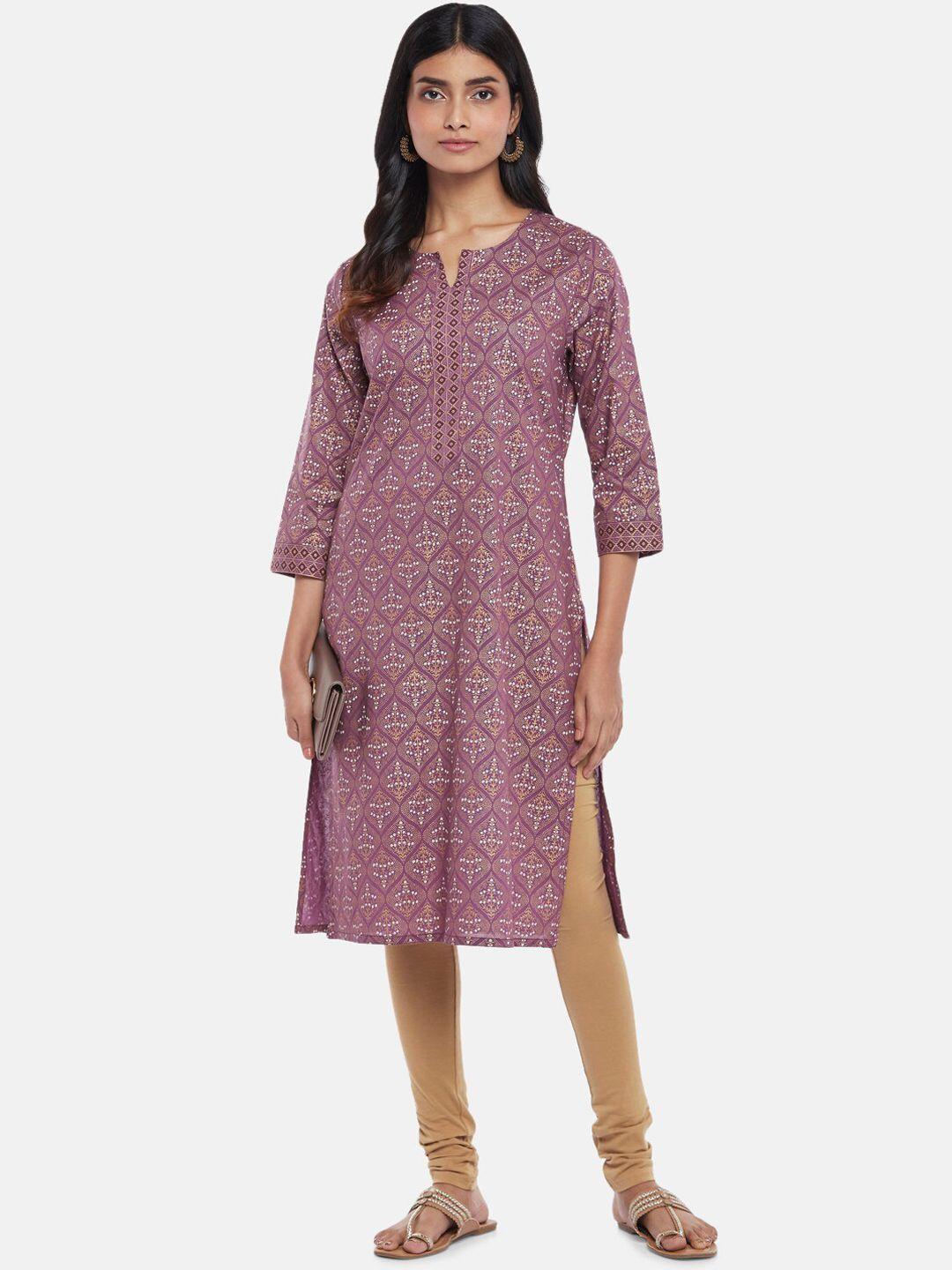 rangmanch by pantaloons women purple ethnic motifs printed kurta