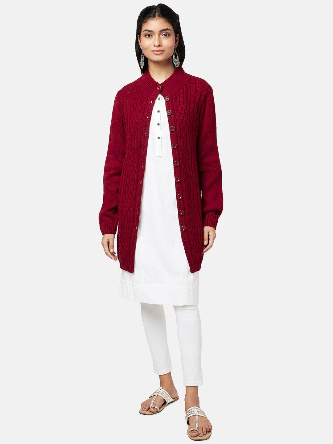 rangmanch by pantaloons women red cable knit cardigan