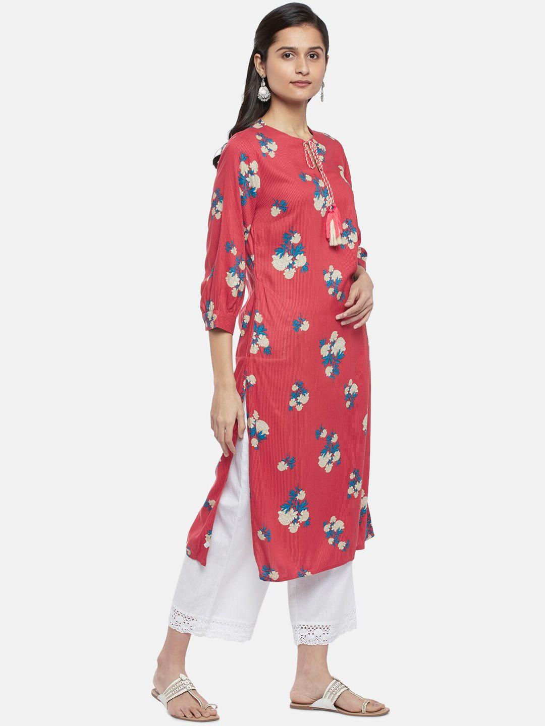 rangmanch by pantaloons women red floral printed kurta