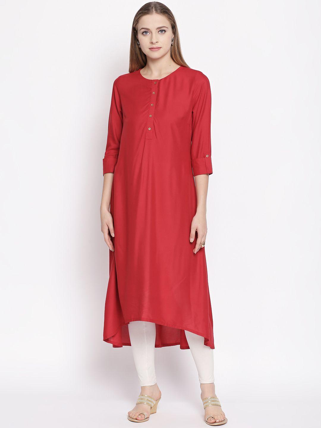 rangmanch by pantaloons women red solid a-line kurta