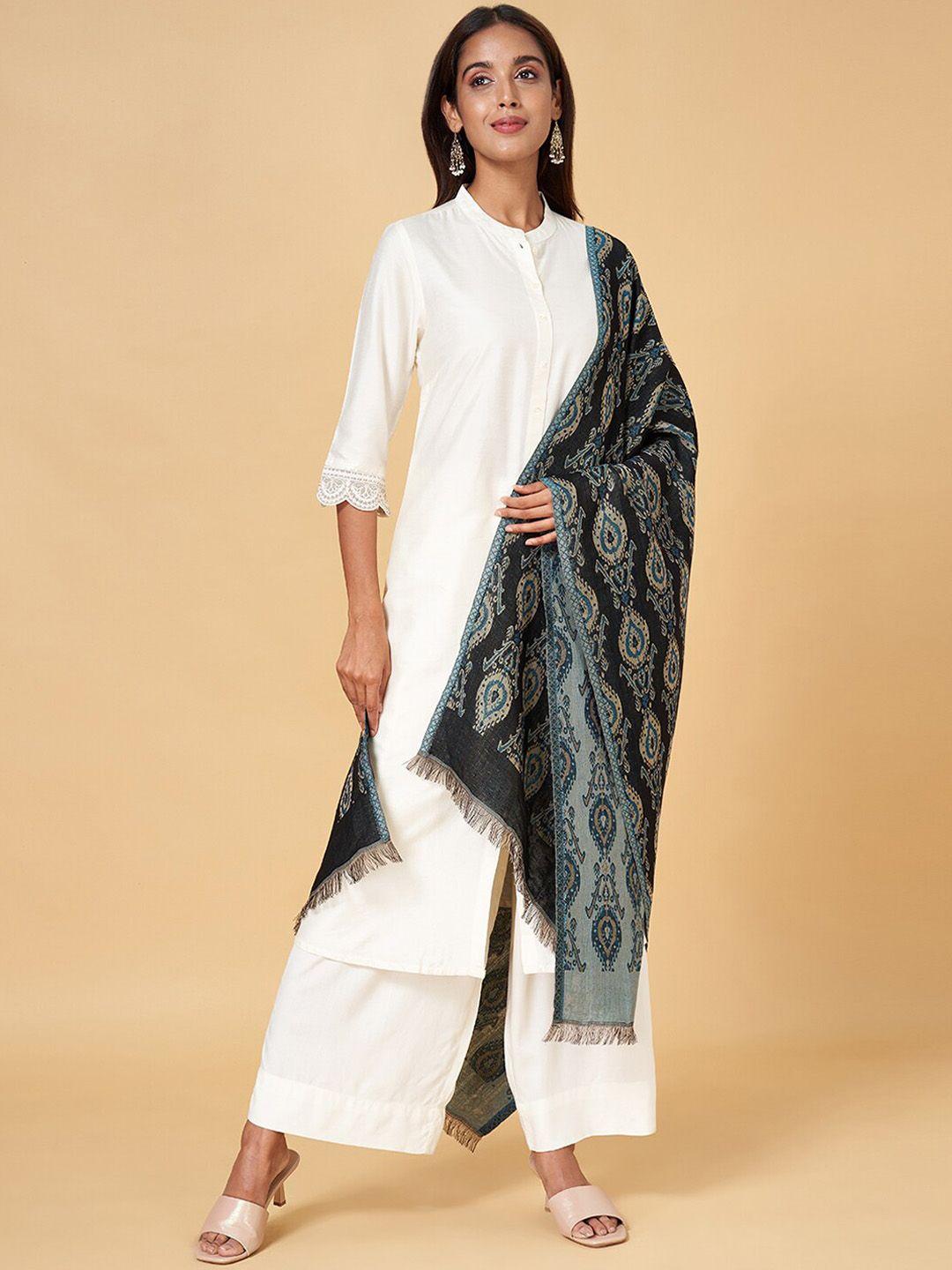 rangmanch by pantaloons woven designed acrylic shawl