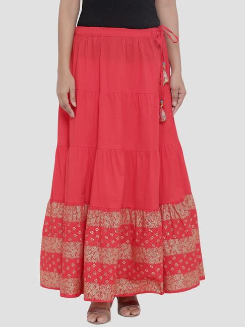 rangmayee red printed skirt