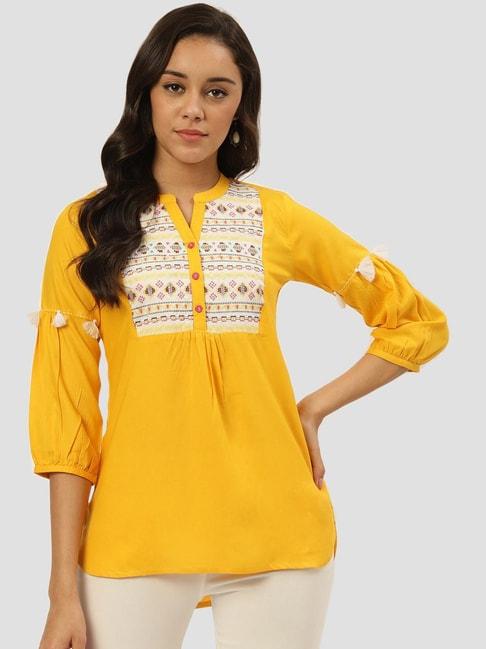 rangmayee yellow embroidered tunic
