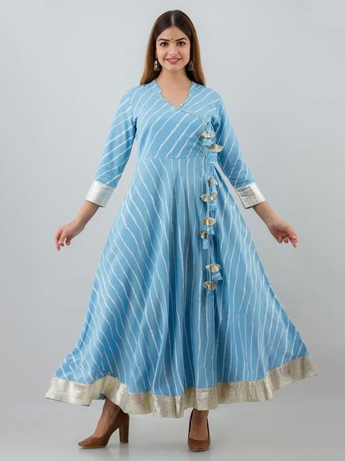 rangmayee blue striped a line kurta