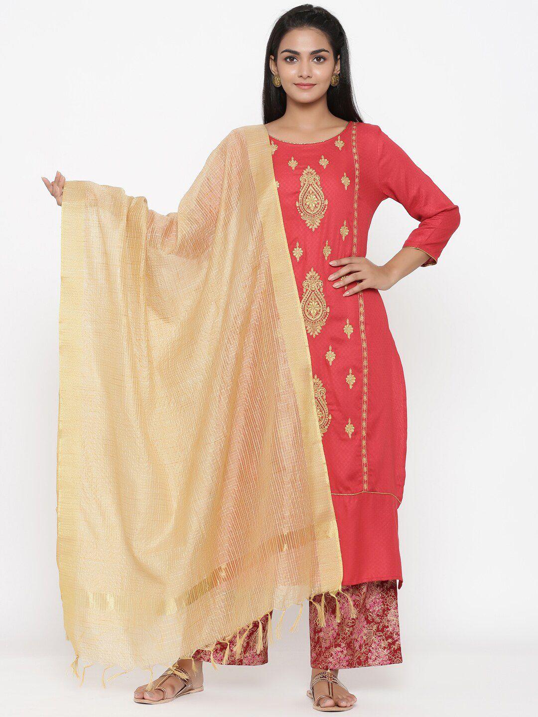 rangmayee ethnic motifs embroidered regular thread work kurta with palazzos & dupatta