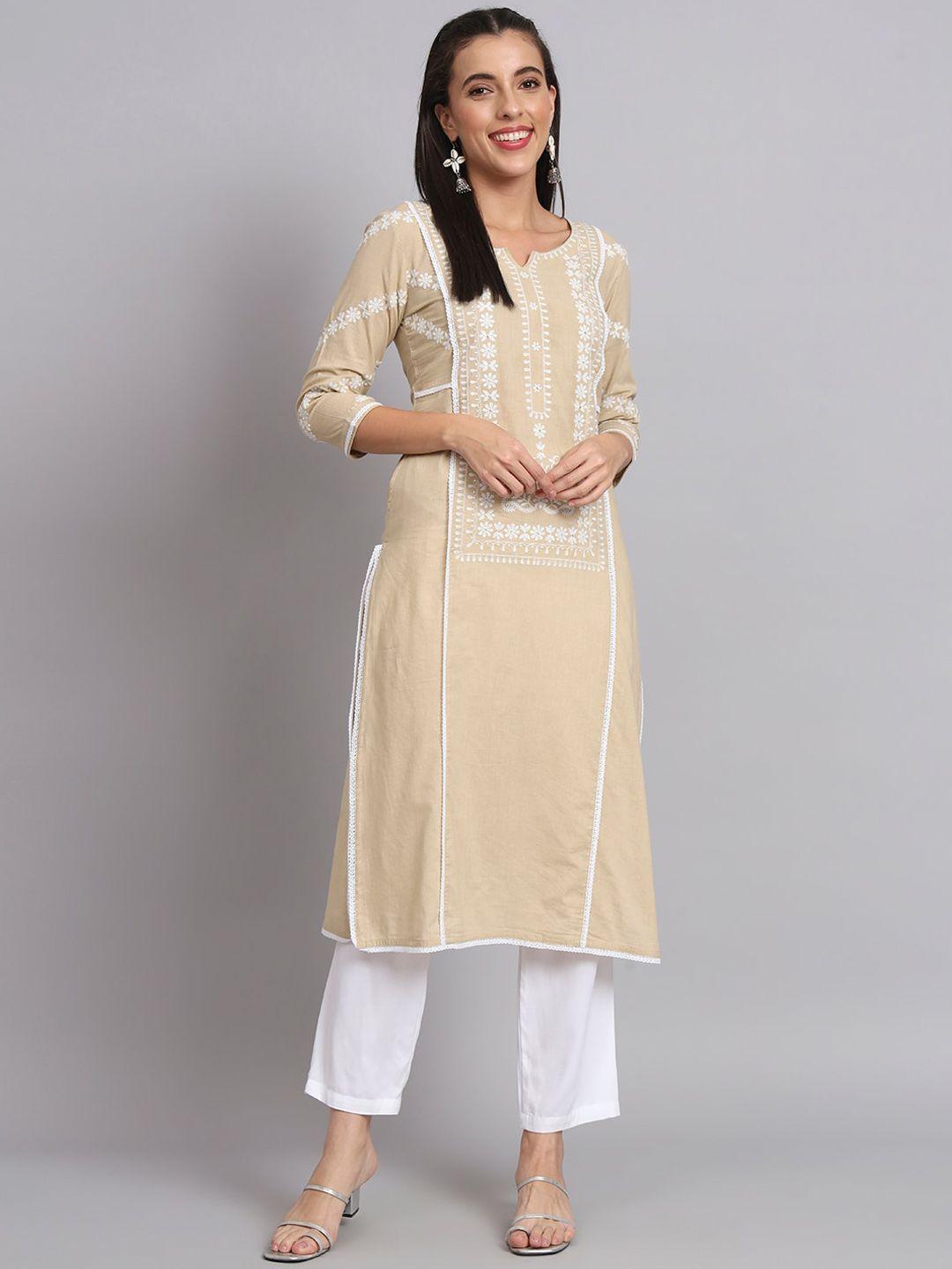 rangmayee ethnic motifs embroidered thread work pure cotton straight kurta