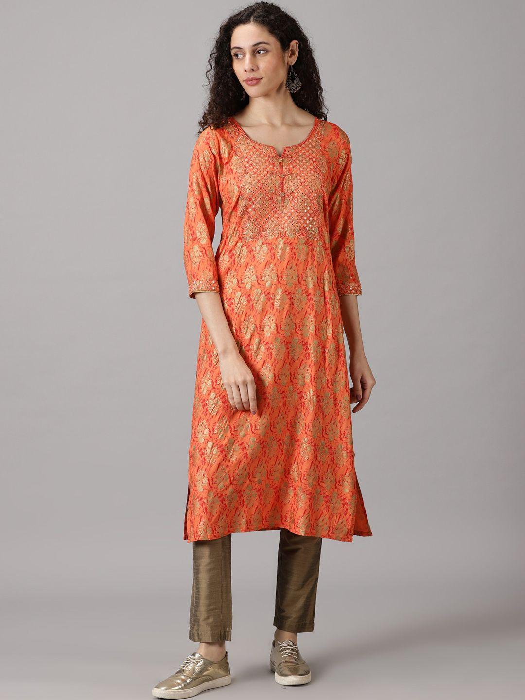 rangmayee ethnic motifs printed mirror work liva kurta