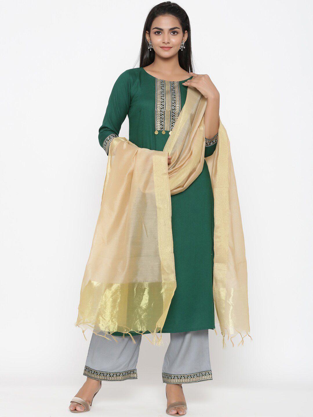 rangmayee ethnic motifs yoke design regular kurta with palazzos & dupatta