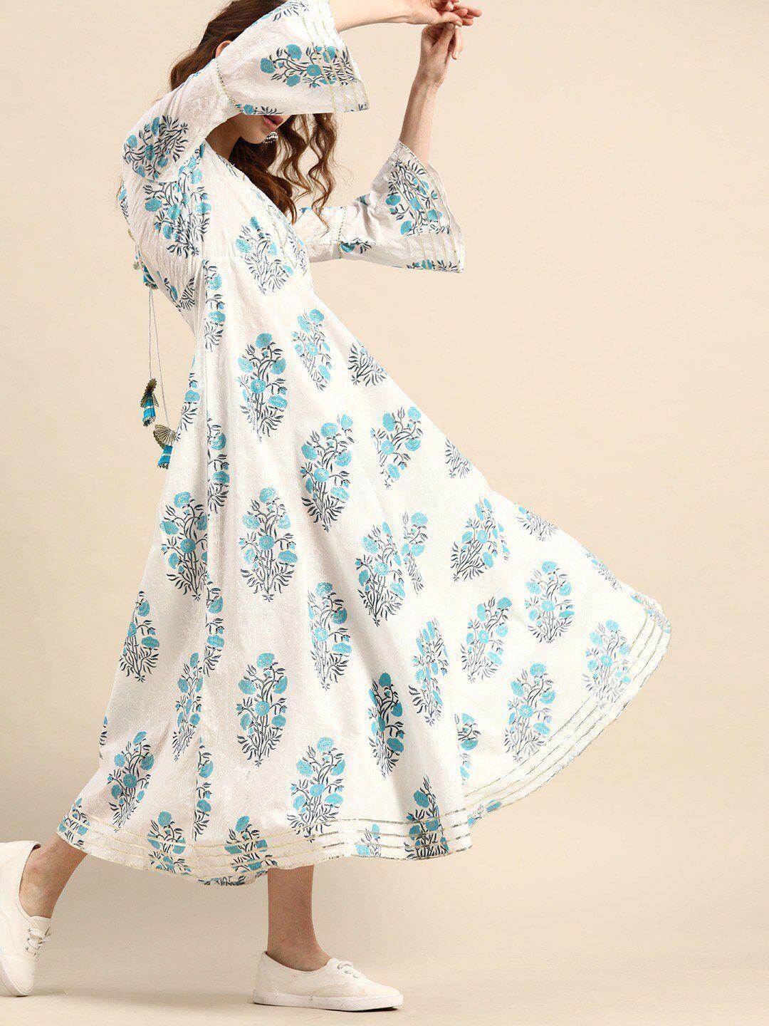 rangmayee floral printed bell sleeves fit & flare ethnic dress
