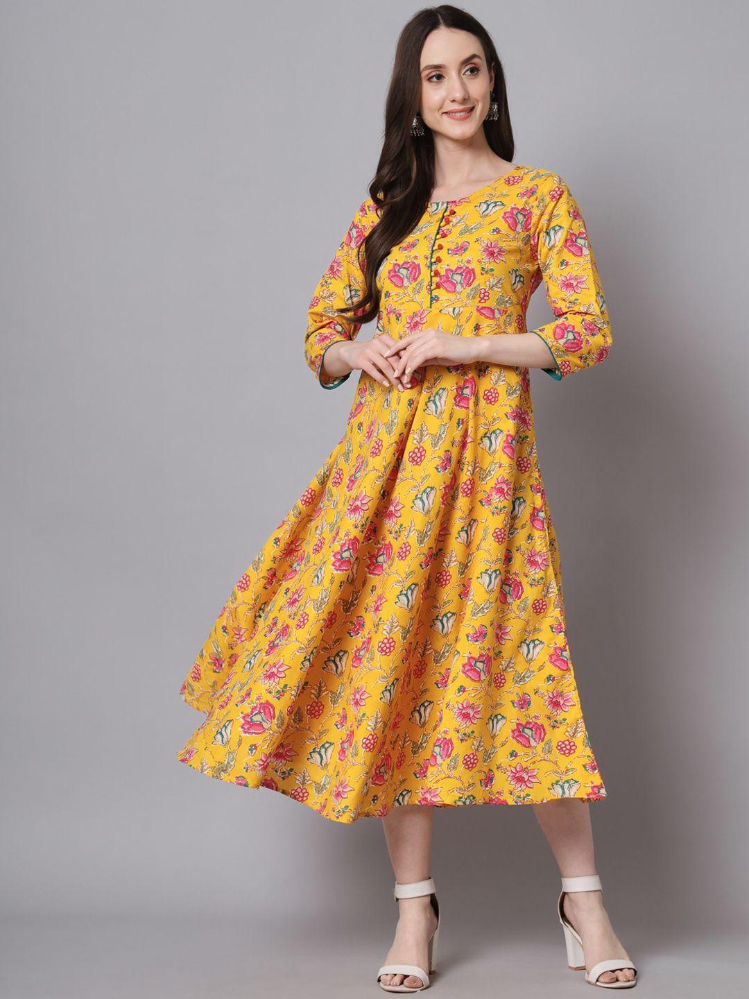 rangmayee floral printed cotton a-line ethnic dress