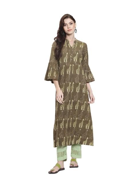 rangmayee green printed cotton kurta