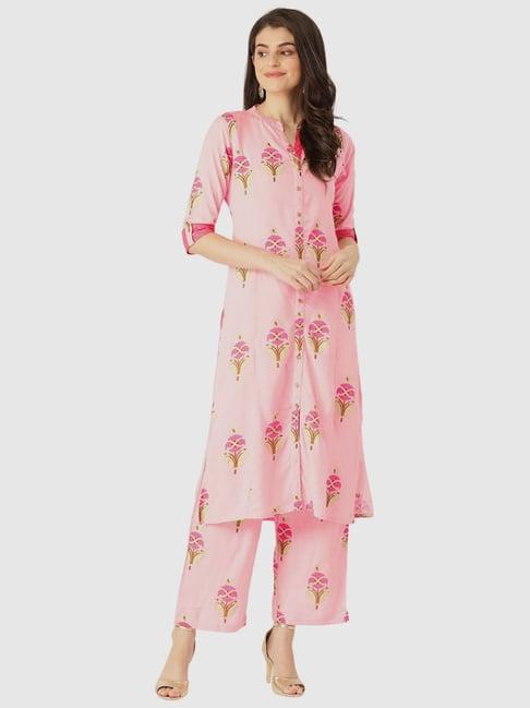 rangmayee pink printed kurta pant set