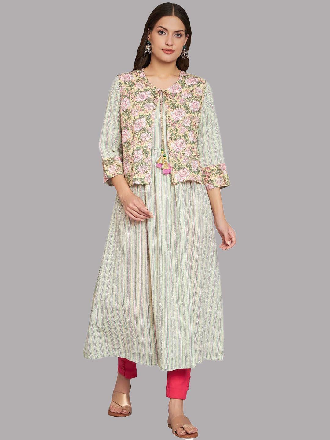 rangmayee striped anarkali kurta with jacket