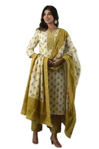 rangnavi women cotton straight printed salwar suit set, multicolor